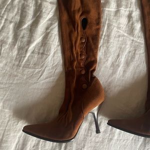Sergio Rossi suede mid calf boots